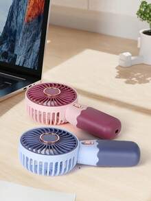 AOYI 1 pieza Mini ventilador eléctrico portátil recargable, diseño minimalista con acabado electrolítico, cable de carga USB, base para soporte de teléfono - Multicolor - Ver 2