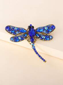 juran 1pc Fashion Elegant Blue Rhinestone Dragonfly Brooch Pin, Gift For Women Party & Holiday - Royal Blue - View 3