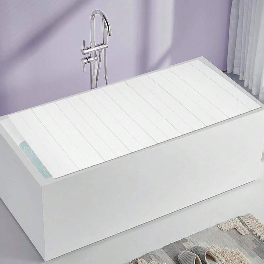 Folding PVC Bathtub Cover - Stylish, Space-Saving Design For Home & Spa, Keeps Tub Clean And Warm, Perfect For Relaxation And Storage Back To School