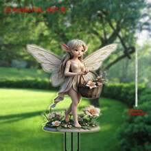 [2D Flat] 1pc Bohemian Style Angel Fairy Garden Stake, 5.91" X 7.87" Acrylic Garden Decor Sign, Waterproof And Scratch-Resistant, Multipurpose Indoor/Outdoor Decoration For Patio And Lawn, Suitable For Various Room Types, Ideal For New Year, Easter, St. Patrick's Day, Valentine's Day, No Electricity Required