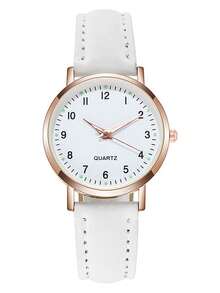 6 件套简约数字表盘女士石英表 + 手链和珠宝套装，时尚 - 白色 - 查看 2