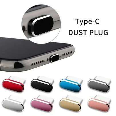 2 peças de metal colorido e 1 peça de tampa protetora contra poeira para o conector do carregador, adequada para porta de carregamento Tipo-C, compatível com iPhone e outras séries.