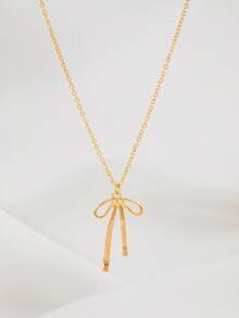 百搭蝴蝶结吊坠项链 - 金色7 - 查看 2