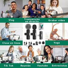 WINLAND Micrófono Inalámbrico para Celular, Micrófono de Solapa para/iPad/Android, Profesional Lavalier Microfono Inalambrico Reducción de Ruido,Transmisión en Vivo,Vlog,Conferencia,Grabación - Negro - Ver 7