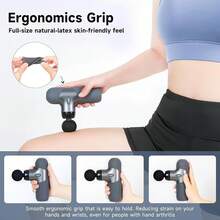 QianchuanMini Massage Gun, Percussion Muscle Massager Back Pain Relief, Compact Sports Travel Massage Gun With 6 Massage Heads 4 Speeds, Her, Home, Athletes - Silver - View 2