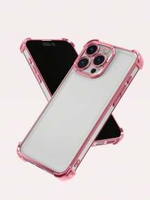 1-częściowa galwanizowana, czterostronna, odporna na upadek obudowa z TPU w jednolitym kolorze, przezroczysta, kompatybilna ze smartfonami , Apple i innymi - Różowy - Zobacz 2