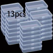 13pcs Transparent Plastic Storage Containers - Multipurpose Small Organizer Boxes For Jewelry, Beads, Hardware, Crafts And Sewing Supplies - Clear Craft Storage Boxes - Transparent - View 2