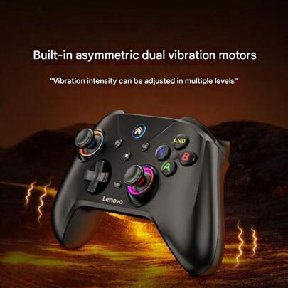 Lenovo Controle sem fio multimodo S02 Alternância de um clique entre PC/PS/Xbox/Switch Programação macro + mapeamento somatossensorial Portátil e com bateria de longa duração Design de pegada adaptável