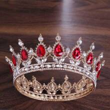 1 Stück eleganter Barock-Stil Diamant Tiara, luxuriöse Prinzessinnenkrone, glänzender runder Haarreif für Frauen, exquisites Hochzeits-Haaraccessoire, nicht waschbar, Schmuck für besondere Anlässe