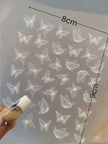 Adesivos de unhas de borboleta escovada 3D pintados à mão com líquido oco, adesivos minimalistas de decoração de unhas de borboleta preta e branca, adequados para design de unhas artísticas, unhas faça você mesmo, 1/2 peças