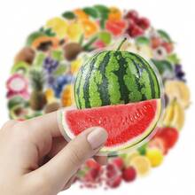 50pcs Fruit Stickers Waterproof Vinyl - Assorted Realistic Fruit Designs (Blueberry, Strawberry, Kiwi, Avocado) Semi-Matte Finish, Irregular Shapes For DIY Crafts, Water Bottles, Laptops, Skateboards, Suitcases & Phone Decor, Skateboard Accessories