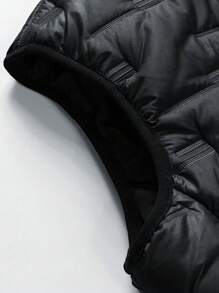 1pc Men's Outdoor Thicken Thermal Zip Up Pockets Casual Vest Jacket, Couple Style,Fleece,Winter - Black - View 7