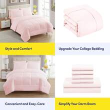 JIANGTAO-Dorm Room Essentials College Bedding Comforter Set 5 Piece Twin XL Size Bed In A Bag For College Students Boys And Girls, Twin XL, Navy Blue - 粉色 - 查看 6