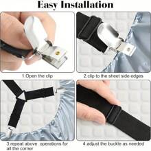 2 Packs Black Bed Sheet Straps, Adjustable Anti-Slip Corner Clips, Knitted Sofa Cover Holders, Machine Washable Fitted Sheet Fixing Clips - Secure Your Bedding With Bed Scrunchies