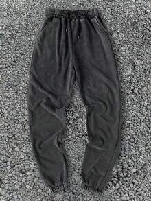 Men's Distressed Print Jogger Pants - Black - View 1