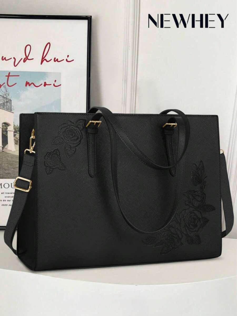 NEWHEY 15.6 Inch Women's Genuine Leather Laptop Bag, Waterproof Work Tote, Professional Business Office Computer Briefcase, Large Capacity Shoulder Bag - Multicolor - View 1