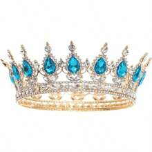 1 Stück eleganter Barock-Stil Diamant Tiara, luxuriöse Prinzessinnenkrone, glänzender runder Haarreif für Frauen, exquisites Hochzeits-Haaraccessoire, nicht waschbar, Schmuck für besondere Anlässe