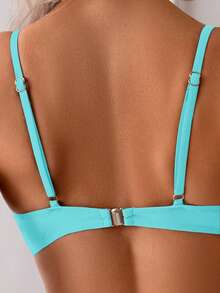 Bộ bikini hai mảnh màu trơn mùa hè, gợi cảm, thanh lịch, phong cách Bohemian, dây mảnh, thích hợp cho kỳ nghỉ biển. - Màu xanh Bạc hà - Xem 6