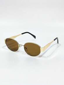 2pcs/Set Metal-Framed Oval-Shaped Retro And Fashionable Glasses Are Popular In Europe And America. They Are Suitable For Men And Women To Use Daily In Summer And Wear When Traveling To The Beach