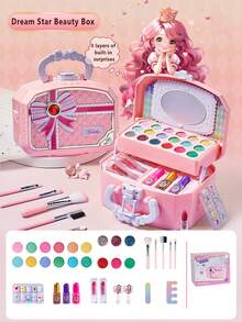 1 件女童化妆套装、公主化妆包礼盒装扮配饰套装、儿童表演化妆套装、过家家化妆台（含口红、眼影、腮红） - 彩色 - 查看 18