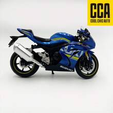 C C A 1:12 比例铃木 GSX-R1000 摩托车模型，黑色/蓝色可选，带/不带展示架，直立展示，旋转车把，后悬架功能，摩托车爱好者的理想选择，男孩和女孩的玩具，街头/越野摩托车装饰，万圣节、圣诞节、生日礼物 - 藍色 - 查看 3