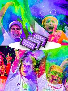 用于发光派对的紫外线黑光灯，LED 紫外线荧光灯，IP66 防水，超薄户外泛光灯，带 USB 插头、开关控制和 59 英寸电缆，提供 50/96/144 个 LED，金属表面，非常适合户外使用、黑光派对、舞台灯光、万圣节、圣诞节、人体彩绘、荧光海报、霓虹灯