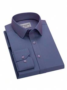 Men's Dress Shirt 50% Polyamide, 30% Cotton, 20% Viscose - 藕粉色 - 查看 2