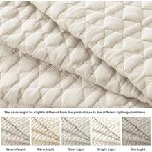 Blue Quilt King Size Bedding Sets With 2 Pillow Shams, Lightweight Soft Bedspread Coverlet, Quilted Blanket Thin Comforter Bed Cover All Season, 3 Pieces, 104x90 Inches, All - Season Bedding - Màu ngà (Màu vàng ấm) - Xem 2