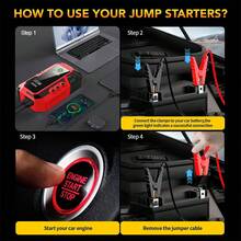 SPZTJK 4000A Portable Wireless Car Air Compressor Jump Starter With Air Compressor, Battery Jump Starter Portable Peak, Car Battery Charger Portable For12V(8.0LGas/1.72gal Crude Oil Engine) Start The Car Quickly, USB Input/Output, LED Emergency, Car Accessories Tools - Red - View 10