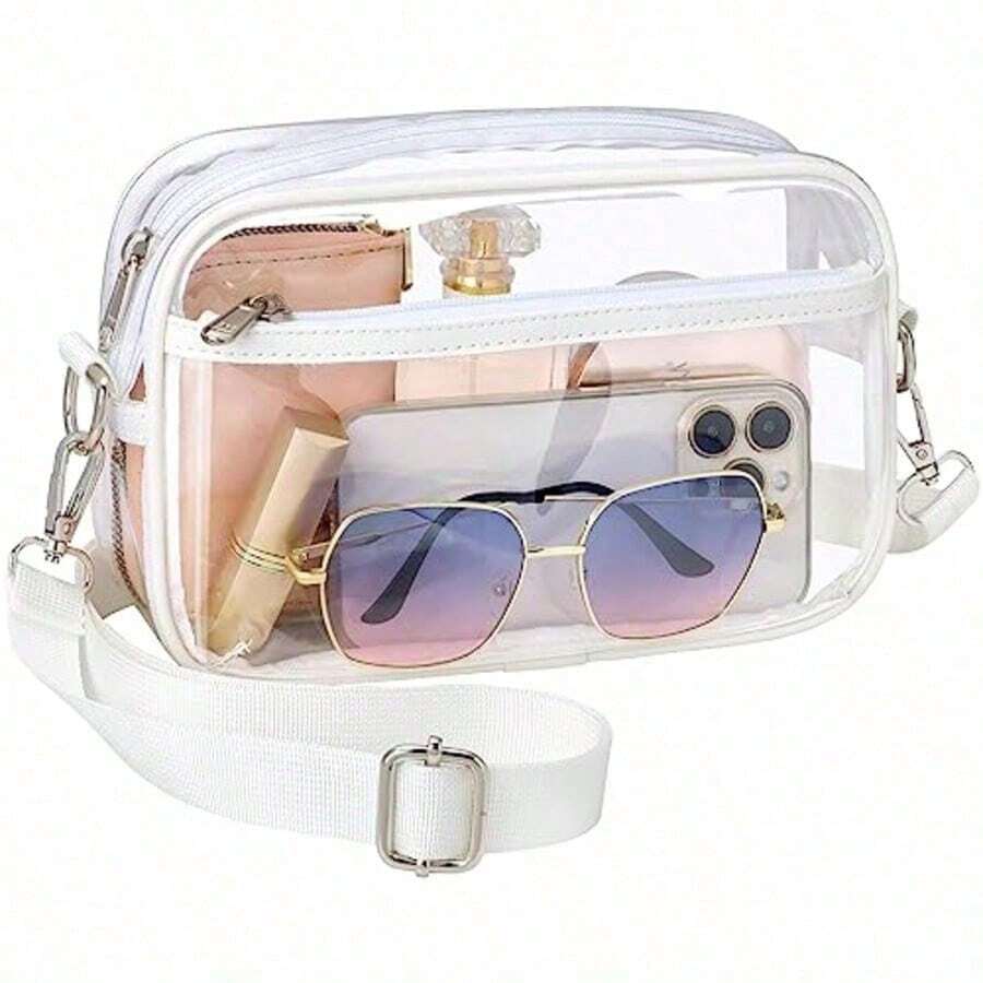 [Romantic Gift]Stadium-Approved Clear Crossbody Purse For Women – Transparent PVC Bag For Concerts, Game Day, Festivals & Travel | EventGo Series - 白色 - 查看 1