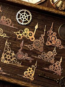12 Peças/Pacote Adesivos Rígidos Ocos de Engrenagem de Relógio Vintage, Adesivos Decorativos de Artesanato DIY de Scrapbooking para Jornais, Álbuns, Artigos Escolares, De Volta às Aulas