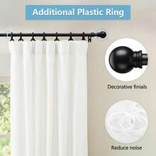 S.2 Pack Curtain Rods 28 To 48 Inch, 5/8 Inch Small Matte Black Curtain Rod Bathroom, Living Room, Kitchen(Size:28-52 Inch) - 28-52吋(2件裝) - 查看 7
