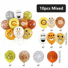 10 Stück Dschungel-Tier Latex-Ballons in leuchtenden Mischfarben, Tiger, Löwe, Giraffe & mehr für Geburtstagsdekoration, Raumdekoration, Wanddekoration, Partyartikel, Sommer-Geschenke, Hochzeit, Strandpartys, Einschulung, Schulbedarf