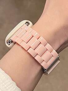 Carcasa de reloj de silicona suave con estampado de estrellas + Correa de reloj de plástico acrílico, compatible con Apple 42mm 46mm 41mm 38mm 40mm 42mm 44mm 45mm 49mm, estilo japonés/coreano ultradelgado para mujer, compatible con IWatch Series 10 9 8 SE 7 6 5 4 3, conjunto de correas deportivas de unicolor minimalista - Rosa Pálido - Ver 6