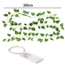 1 peça de luz LED de videira com folhas douradas, luminária de fio de cobre, guirlanda de folhas de hera falsas para decoração de mesa de jantar, sala de estar