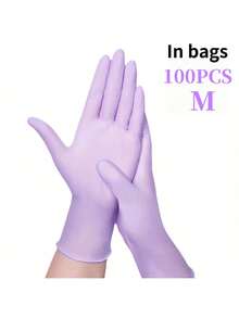100只/包 一次性丁腈手套，粉色、白色、黑色、蓝色可选，不含乳胶，防水清洁手套，适用于家庭、厨房、烧烤清洁、染发、制造业及其他家用工具，厨房、浴室、家居环境适用，耐用、灵活、舒适。