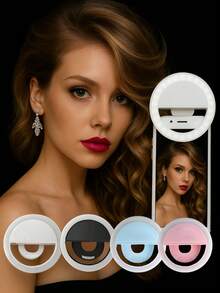 1pc USB Rechargeable Selfie Ring Light, Aro De Luz, 3 Brightness Modes, Travel Accessory, Comes With USB Charging Cable, Suitable For Selfie Ring Light Auxiliary Lighting, Low-Light Selfie Enhancement For Smartphone Photography, Portable Fill Light, Live Streaming