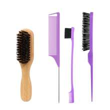 男士美发造型梳胡须刷套装（4件套），适用于边缘和后脑勺梳理、梳理、打造顺滑发型，是返校、旅行度假的必备佳品。这款梳子套装包含各种梳子，可用于理发、打造顺滑发型、卷发造型、解结、球形梳、迷你梳等，是圣诞节、美发、木质梳子、美发工具、发型设计、美发、梳子、梳子套装、卷发梳、解结梳等，也适用于女士。理发店必备，是美发用品的理想之选。 - 彩色 - 查看 16