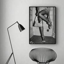 1 pieza, Arte de pared de moda lujosa para mujer, decoración de fiesta con estilo feminista y vibrante, estilo universitario, póster vintage en blanco y negro, pintura de lienzo minimalista, adecuado para decoración del hogar, carrito bar, cafetería, patio, regalo de cumpleaños, sala de estar, dormitorio, oficina, cocina, baño, el regalo perfecto para tus amigos, decoración de pared, sin marco