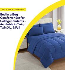 JIANGTAO-Dorm Room Essentials College Bedding Comforter Set 5 Piece Twin XL Size Bed In A Bag For College Students Boys And Girls, Twin XL, Navy Blue - 寶藍色 - 查看 5
