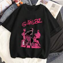 Breathable In SummerGorillaz Rock Graphic T-Shirt For Men Punk Music Novelty Tees O Neck Short Sleeve Streetwear T Shirt Tops Summer Women Clothing - màu đen - Xem 1