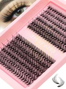 240 piezas Conjunto de extensiones de pestañas falsas con rizo D, mezcla múltiple de 10D+20D+30D pestañas postizas gruesas y tupidas, mechones de pestañas suaves, con maquillaje natural para ojos, longitud de 8-16mm apta para fibra de mink fina e impermeable con efecto 3D, adecuada para maquillaje natural, dramático y diario, kit de racimos de pestañas postizas para cosplay.