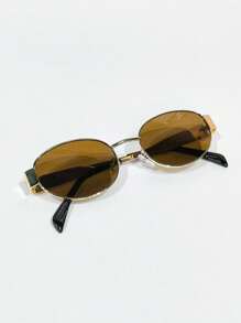2pcs/Set Metal-Framed Oval-Shaped Retro And Fashionable Glasses Are Popular In Europe And America. They Are Suitable For Men And Women To Use Daily In Summer And Wear When Traveling To The Beach