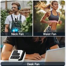 W&O 2025 Portable Fan With Belt Clip, Portable Hip Fan With Belt Clip, 3 Speed Settings, Rechargeable And Hands-Free, Long-Lasting Cooling Effect For Outdoor Camping, Hiking And Traveling, Waterproof Design With Neck Strap Function - 黃色黑色 - 查看 6