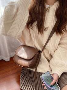 Nuevo bolso bandolera cruzado de estilo silla de montar de color contrastante, bolso pequeño vintage versátil para debajo del brazo