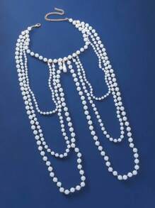 1 pezzo Elegante e raffinata catena da corpo in finta perla bianca intrecciata a mano per donna, perfetta per feste, sfilate di moda e regali