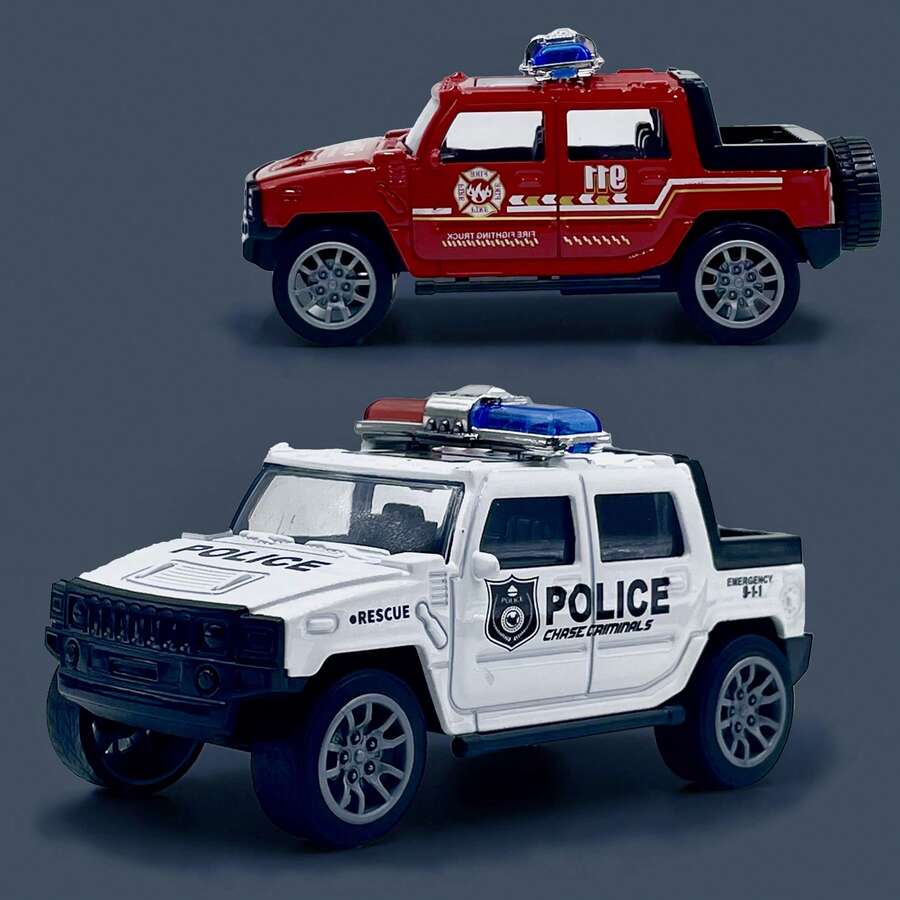 Simulation Alloy Toy Police Car And Off-Road Vehicle Model, Collectible Decor Gift