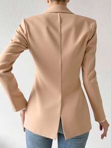 Saco cruzado elegante mujer dama abertura espalda - Beis - Ver 2