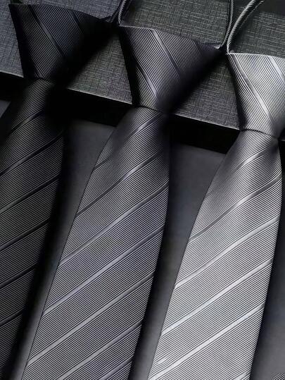 1 pieza Corbata de estilo con cremallera de alta gama para hombre, corbata formal de negocios a rayas, adecuada para reuniones de negocios, ropa de trabajo, uso diario y accesorios de boda