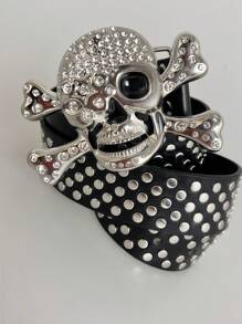 Personalized Men's Belt, Punk Youth Belt, Versatile And Rivet Belt With Skull Head Decorative Buckle, Non-Mainstream.